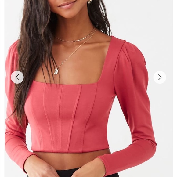 pink square neck crop top